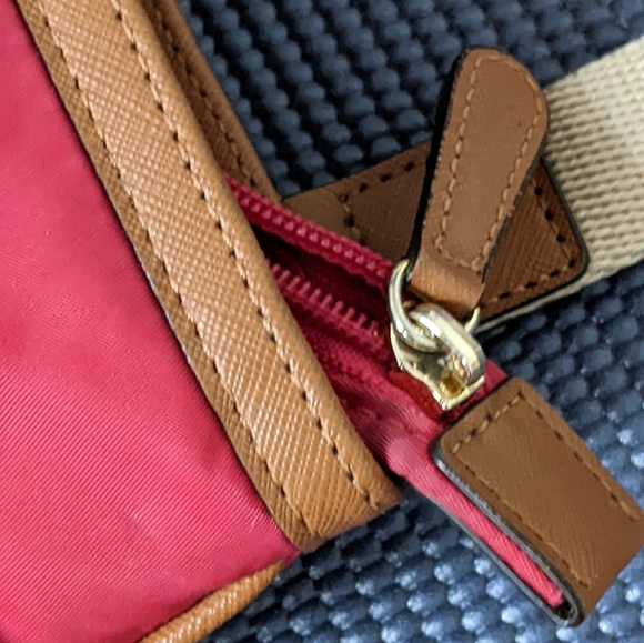 Michael Kors Fuschia Bright Pink Nylon & Leather Purse with adjustable strap - Picture 10 of 11